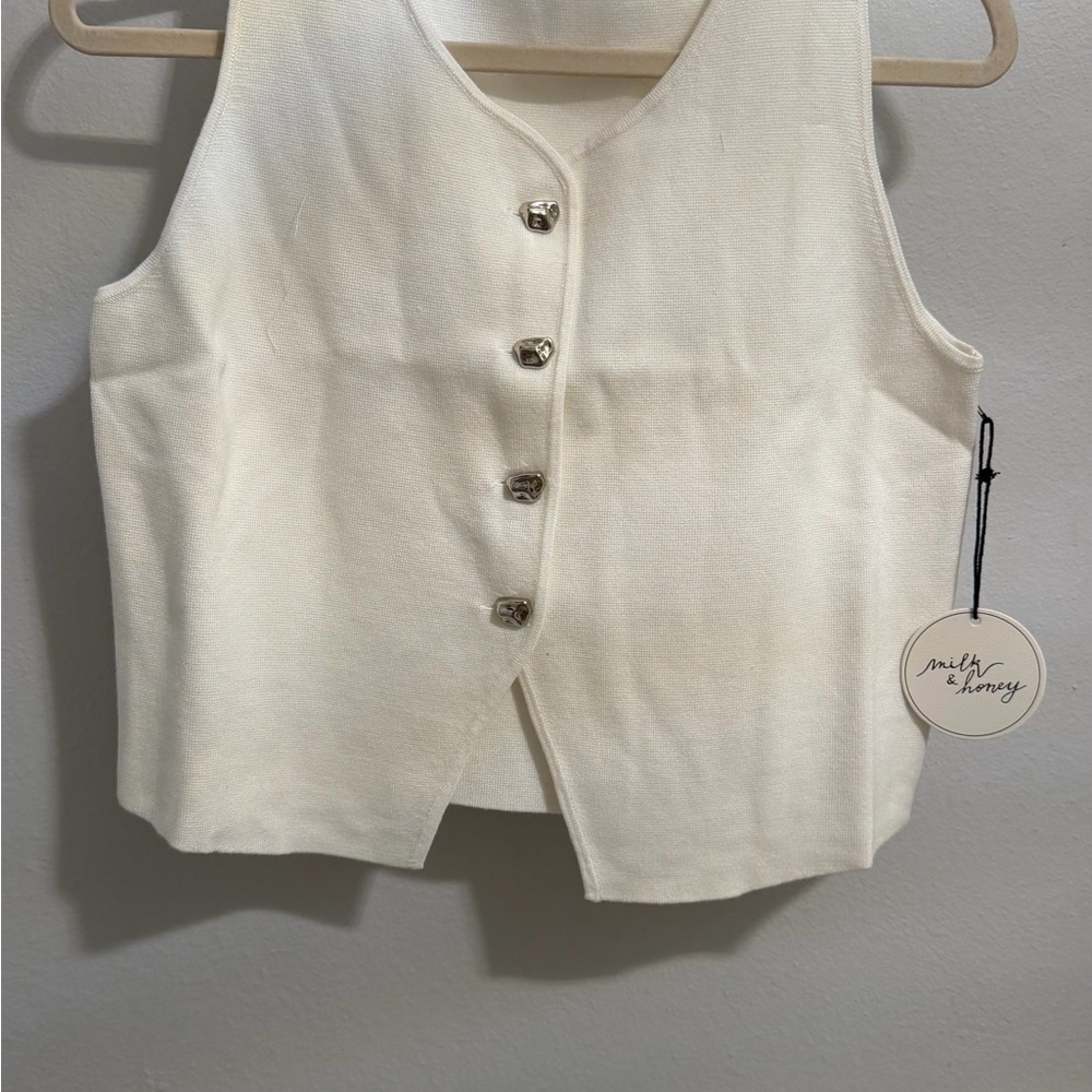 White Button-Up Vest